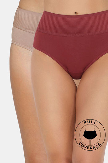 Buy Zivame High Rise Full Coverage Tummy Tucker Hipster Panty (Pack of 2) - Multicolor